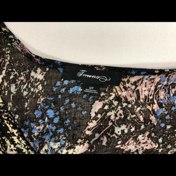 Forever 21 ruched paint splatter print black dress - Picture 6 of 7